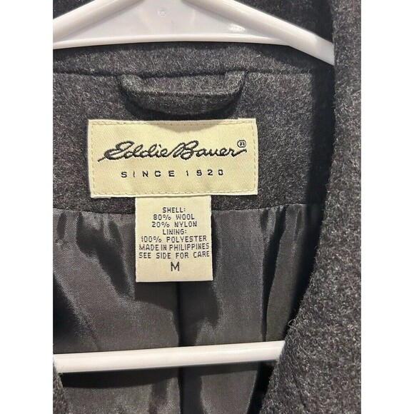 Vintage Eddie Bauer Charcoal Gray Wool Flannel Blazer Jacket  Womens Size Medium - Picture 4 of 8